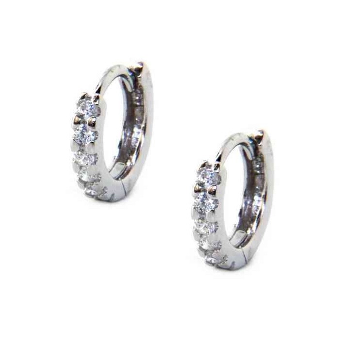 NSA|silver 925 : earrings woman man anelle small hoop 12.5 mm zirconia  whites