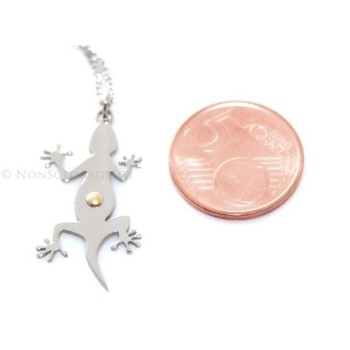 NSA|Acciaio Italia : Esclusiva collana rolo' pendente geco lucertola punto oro