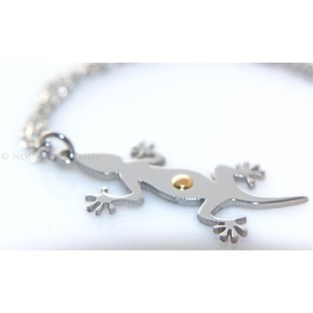 NSA|Acciaio Italia : Esclusiva collana rolo' pendente geco lucertola punto oro