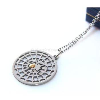 NSA|Acciaio Italia : Esclusiva collana rolo' pendente tela ragno spiderman punto oro