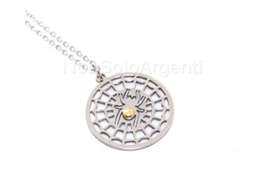 NSA|Acciaio Italia : Esclusiva collana rolo' pendente tela ragno spiderman punto oro