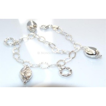 NSA|Argento 925 : Bracciale donna diamantato confetti  e charme