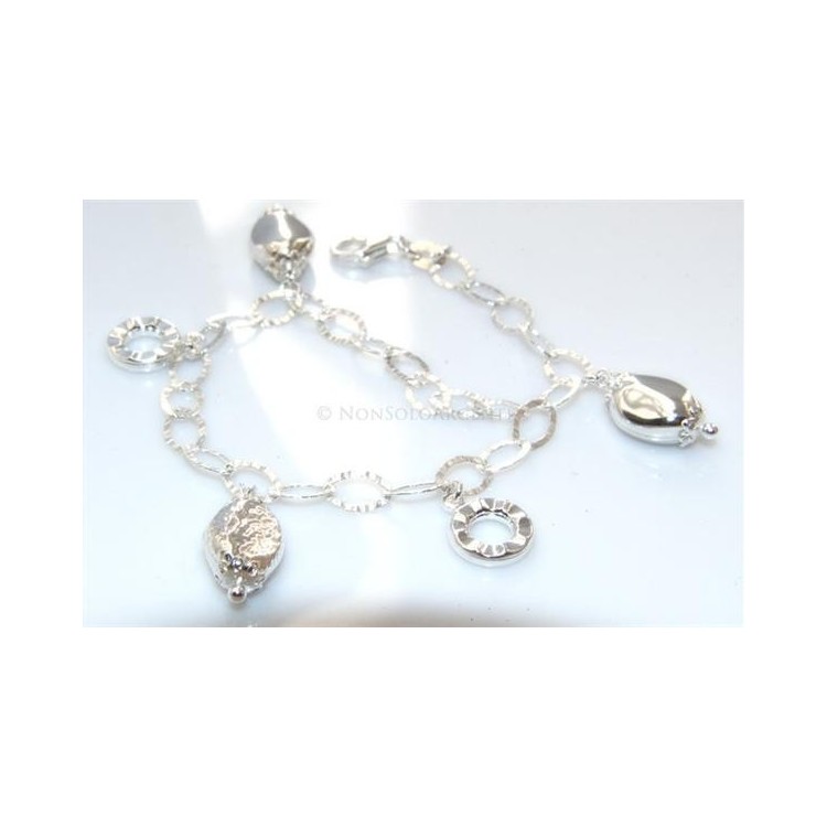 NSA|Argento 925 : Bracciale donna diamantato confetti  e charme