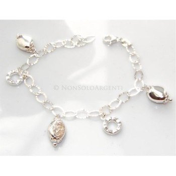 NSA|Argento 925 : Bracciale donna diamantato confetti  e charme