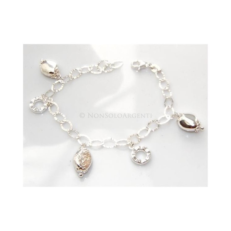 NSA|Argento 925 : Bracciale donna diamantato confetti  e charme