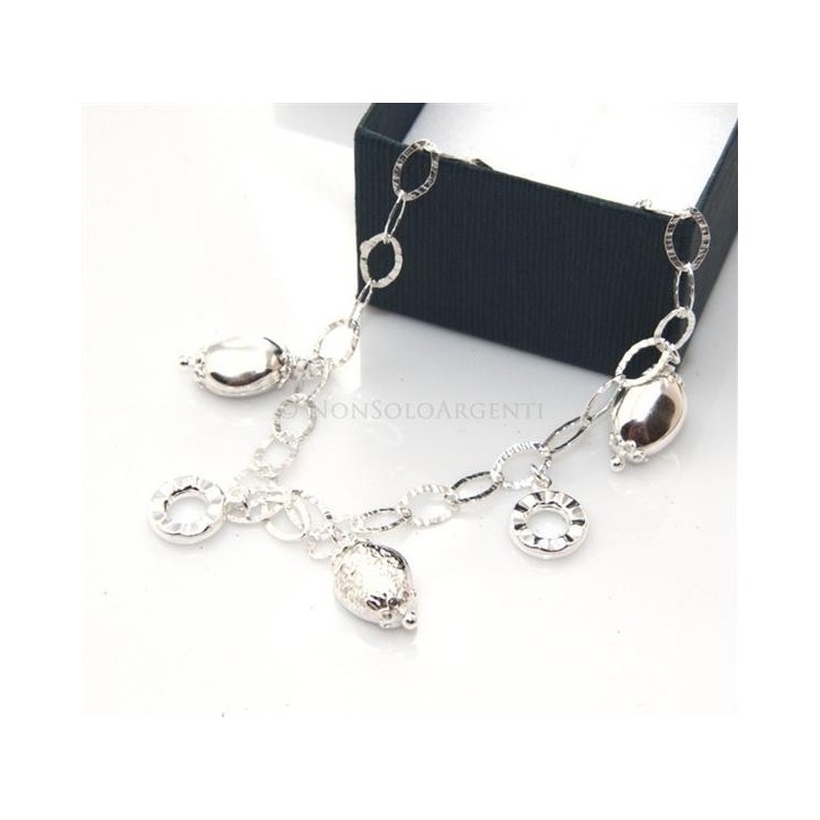 NSA|Argento 925 : Bracciale donna diamantato confetti  e charme