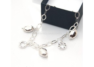 NSA|Argento 925 : Bracciale donna diamantato confetti  e charme