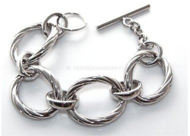 NSA|Hypoallergenic bronze in white gold, majestic woman bracelet with torchon ovals