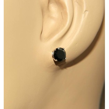 NSA|orecchini uomo/donna punto luce perno e griffe zircone nero o bianco 7 mm NALBORI