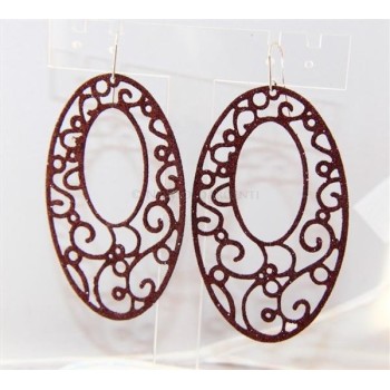 NSA|Argento 925 Italiano : Orecchini ovali taglio laser 8x5 cm trattamento glitter Marrone bruciato