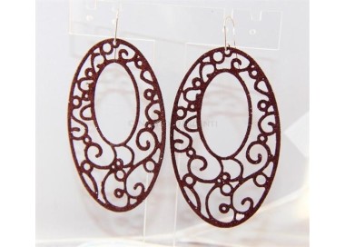 NSA|Argento 925 Italiano : Orecchini ovali taglio laser 8x5 cm trattamento glitter Marrone bruciato
