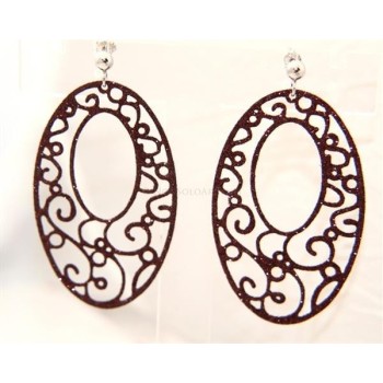 NSA|Argento 925 Italiano : Orecchini tondi taglio laser con pallina e trattamento glitter ovale 6