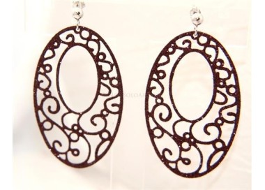 NSA|Argento 925 Italiano : Orecchini tondi taglio laser con pallina e trattamento glitter ovale 6