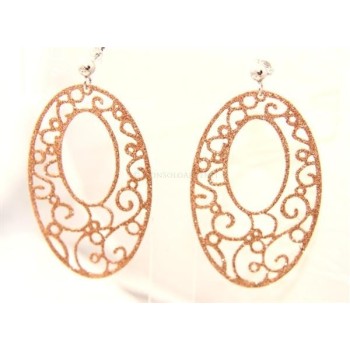 NSA|Argento 925 Italiano : Orecchini tondi taglio laser con pallina e trattamento glitter ovale 6