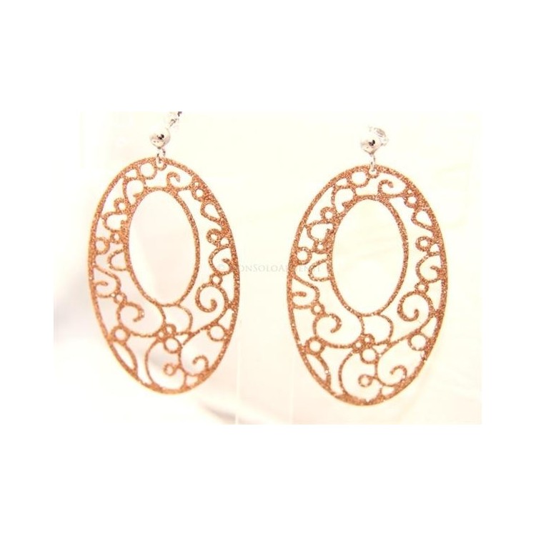 NSA|Argento 925 Italiano : Orecchini tondi taglio laser con pallina e trattamento glitter ovale 6