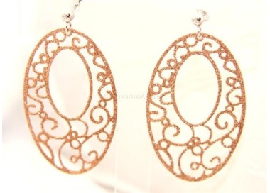 NSA|Argento 925 Italiano : Orecchini tondi taglio laser con pallina e trattamento glitter ovale 6