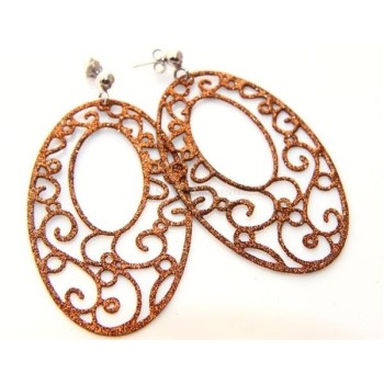 NSA|Argento 925 Italiano : Orecchini tondi taglio laser con pallina e trattamento glitter ovale 6