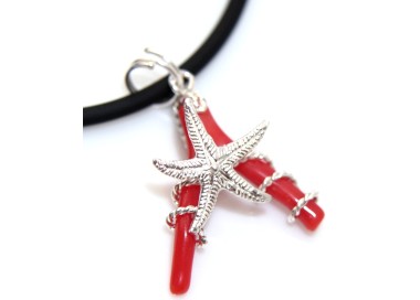NSA|925 silver natural coral pendant with starfish for women