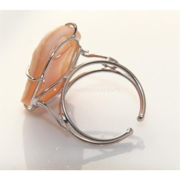 NSA|Argento 925 : Anello con cammeo sardonico putto alato ovale