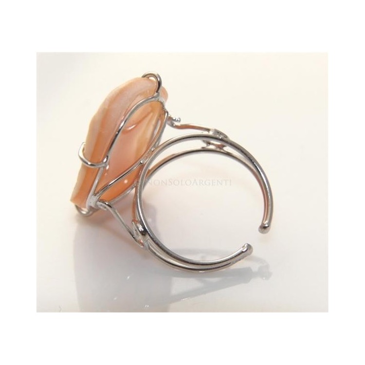 NSA|Argento 925 : Anello con cammeo sardonico putto alato ovale