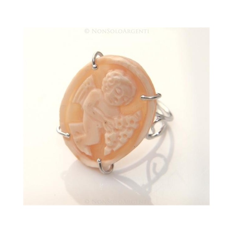NSA|Argento 925 : Anello con cammeo sardonico putto alato ovale