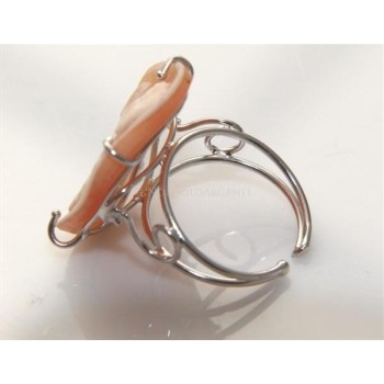 NSA|Argento 925 : Anello con cammeo sardonico putto alato ovale