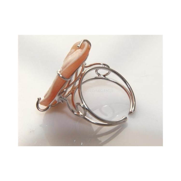 NSA|Argento 925 : Anello con cammeo sardonico putto alato ovale