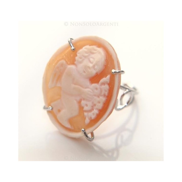 NSA|Argento 925 : Anello con cammeo sardonico putto alato ovale