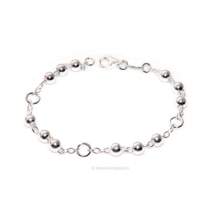 NSA|Argento 925 sbiancato  : Bracciale Rosario catena rolo' e palline 17