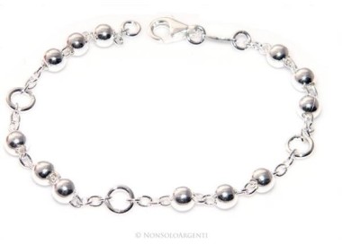 NSA|Argento 925 sbiancato  : Bracciale Rosario catena rolo' e palline 17