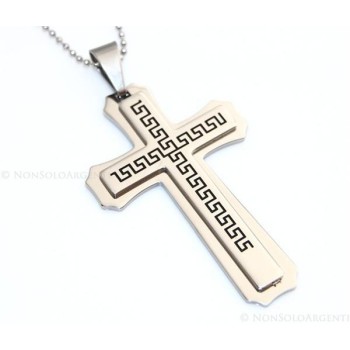 NSA|Acciaio : ciondolo enorme a 2 livelli