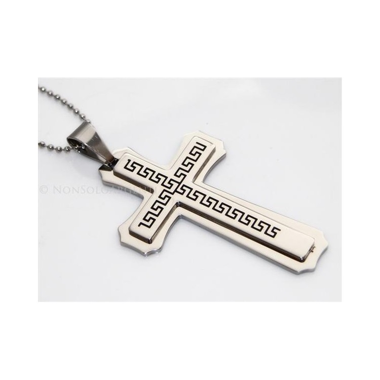 NSA|Acciaio : ciondolo enorme a 2 livelli