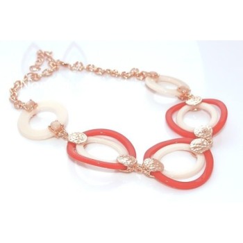 NSA|Set Bakelite and Lucite circles and drop 3 pieces orange and cream gold tone