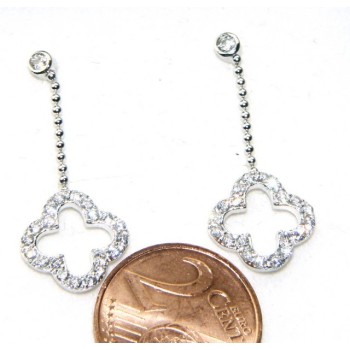 NSA|silver 925: earrings woman leaning point light chain balls cloverleaf zircons