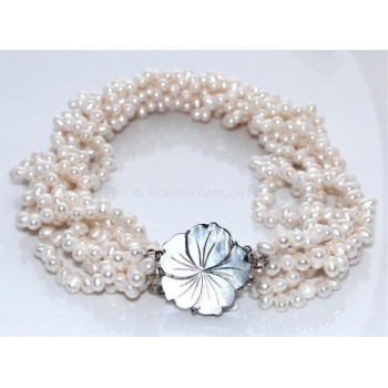 NSA|Girocollo da Donna 6 fili perle coltivate naturali - torchon con madreperla