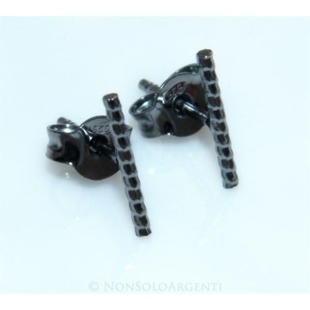 NSA|Orecchino singolo o paio Uomo o  Donna Argento 925 ITALIANO a T barretta rutenio nero Lunga