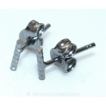 NSA|Orecchino singolo o paio Uomo o  Donna Argento 925 ITALIANO a T barretta nero rutenio  Piccola