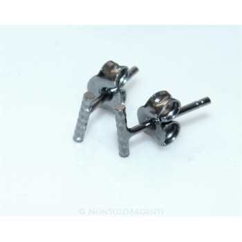 NSA|Orecchino singolo o paio Uomo o  Donna Argento 925 ITALIANO a T barretta nero rutenio  Piccola