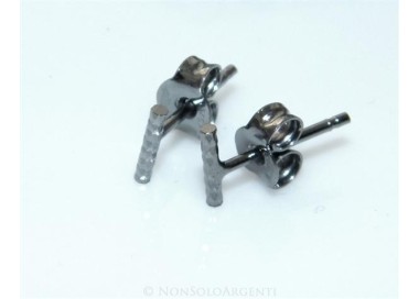 NSA|Orecchino singolo o paio Uomo o  Donna Argento 925 ITALIANO a T barretta nero rutenio  Piccola