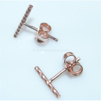 NSA|Orecchino singolo o paio Uomo o  Donna Argento 925 ITALIANO a T barretta oro Rosa Lunga