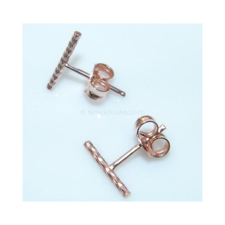 NSA|Orecchino singolo o paio Uomo o  Donna Argento 925 ITALIANO a T barretta oro Rosa Lunga