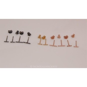 NSA|Orecchino singolo o paio Uomo o  Donna Argento 925 ITALIANO a T barretta oro Rosa Piccola