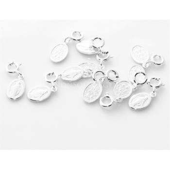 NSA|ARGENTO 925: Charme completo di gancetto con ovale e figura di madonnina Madonna Bomboniera