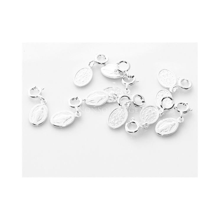 NSA|ARGENTO 925: Charme completo di gancetto con ovale e figura di madonnina Madonna Bomboniera