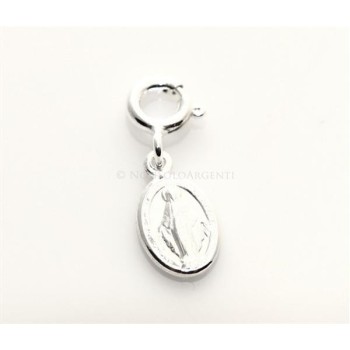 NSA|ARGENTO 925: Charme completo di gancetto con ovale e figura di madonnina Madonna Bomboniera