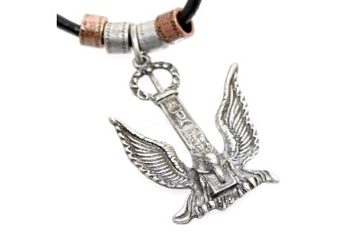 NSA|Leather lace necklace with rose barrels and steel eagle