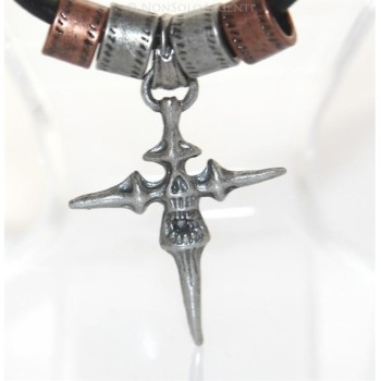 NSA|Steel arrow cross necklace with rose' barrels with lace for men