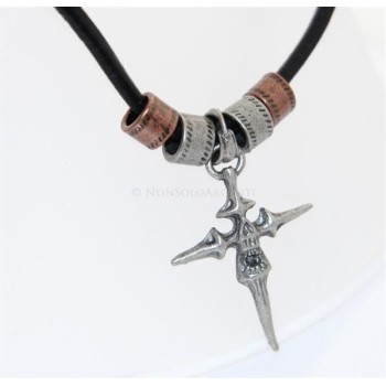 NSA|Steel arrow cross necklace with rose' barrels with lace for men