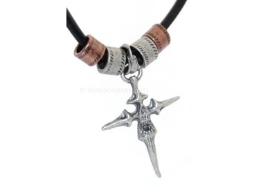 NSA|Steel arrow cross necklace with rose' barrels with lace for men