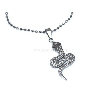 NSA|Acciaio : Collana pallini beads uomo donna ciondolo cobra serpente